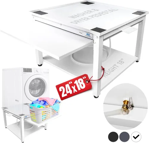 Miniatura 22 de Pedestal para lavadora y secadora, 24 pulgadas de ancho, 16 pulgadas de alto, acero negro, ajuste universal con las principales marcas, pedestal