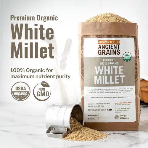 Miniatura 2 de Grand Teton Ancient Grains - Mijo blanco 100% orgánico Grano sin cáscara, sin gluten, sin cáscara para ensaladas, pilaf y sopas, grano entero
