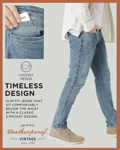 Miniatura 4 de Weatherproof Vintage Jeans para hombre Jeans de mezclilla súper suaves Jeans elásticos para hombre, jeans azules y negros para hombres, jeans