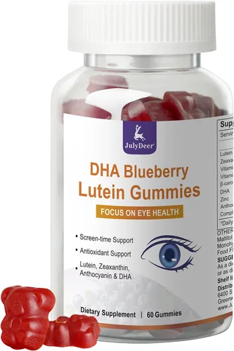 Miniatura 9 de JulyDeer 2 paquetes de gomitas de luteína y zeaxantina que apoyan la salud ocular, 9 en 1 con 8 mg de luteína y 1.6 mg de zeaxantina, soporte
