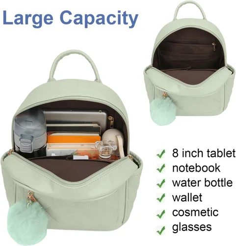 Miniatura 40 de Mini mochila de moda para niñas, bolso pequeño lindo de cuero a cuadros para mujer, mochilas pequeñas, Negro -, Mini mochila de moda para niñas