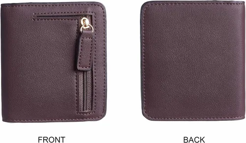 Miniatura 5 de Gostwo - Cartera compacta de piel genuina de lujo para mujer con bloqueo de RFID y ventana de identificación
