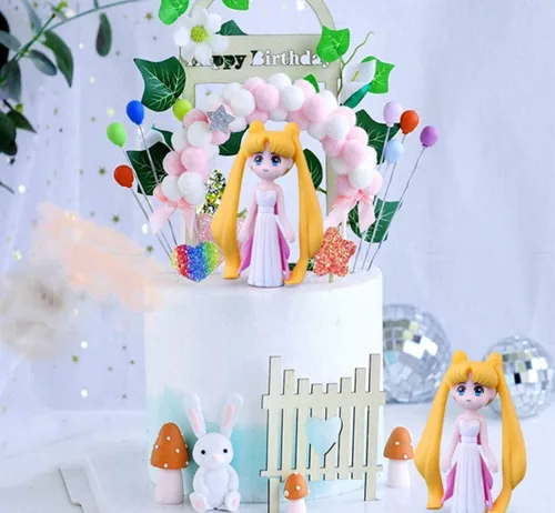 Miniatura 6 de HYSTYLE Juego de 6 piezas de figuras de niña encantadora, colección de figuras pequeñas, juego de muñeca de juguete, muñeca de automóvil, adorno