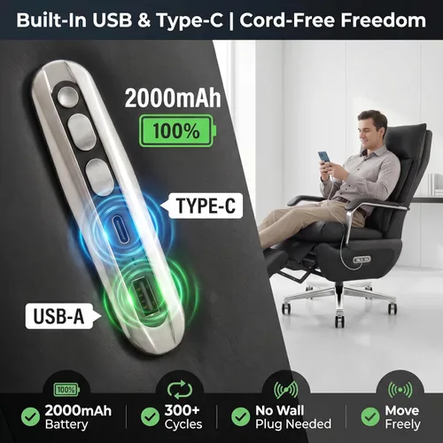 Miniatura 5 de Dual Motor Executive Office Chair with Footrest, One-Touch Reset, 170° Reclining Wide Seat Ergonomic Leather Desk Chair, 450LBS Big and Tall for