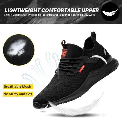 Miniatura 5 de Zapatos de punta de acero impermeables para hombres y mujeres, zapatos de trabajo ligeros, zapatillas de seguridad cómodas a prueba de pinchazos