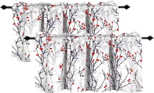 Miniatura 8 de poefun 4 Paneles de Cenefas de Cortinas Opacas para Ventanas/Dormitorio/Sala de Estar/Baño/Casa de Campo/Lavandería con Bolsillo para Barra 52 x 18
