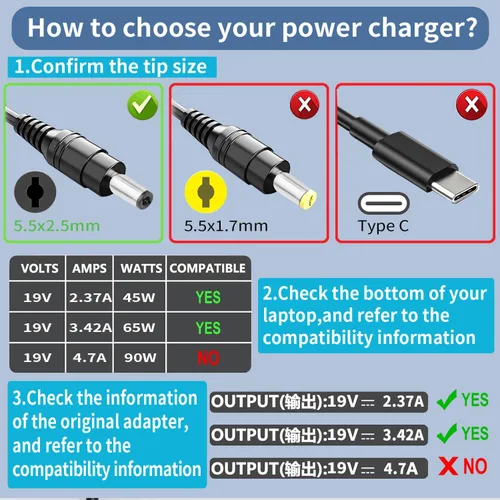 Miniatura 2 de Cargador para portátil de CA de 19V 3.42A 65W PA3714U-1ACA para Toshiba Satellite C55 C55-A C655 C850 C50 L755 C855 L655 L745 P50 C855D C55D S55