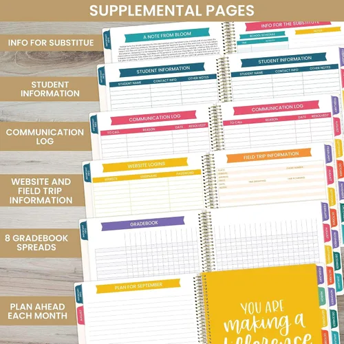 Miniatura 6 de bloom daily planners - Agenda y calendario de año académico sin fechas para maestros, organizador plan de clases 7 periodos, cubierta esmerilada