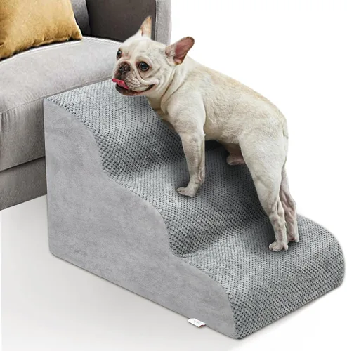 Escaleras para Perros para Perros Pequeños - Rampa de Espuma de Alta Densidad, Pasos Extra Anchos para Mascotas con Fondo Antideslizante para Camas