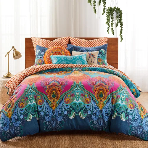 Miniatura 7 de Levtex Home - Juego de colcha Mackenzie - Colcha matrimonial y dos fundas estándar - Bohemio - Verde azulado, naranja, amarillo, verde, azul