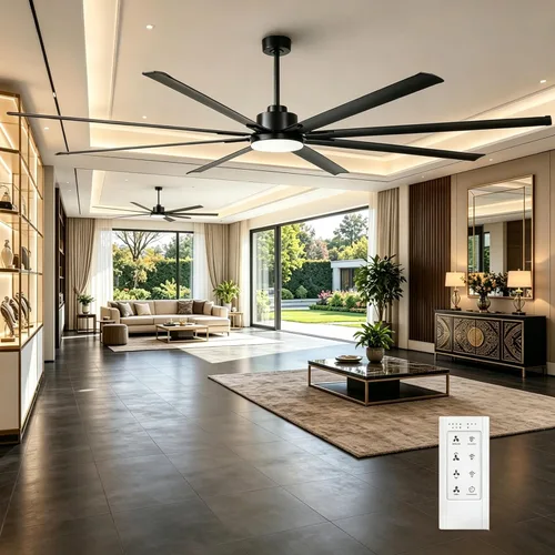 Miniatura 17 de Ventiladores de techo dorados de 60 pulgadas con luces y control remoto, modernos ventiladores de techo grandes para exteriores, para patios, motor