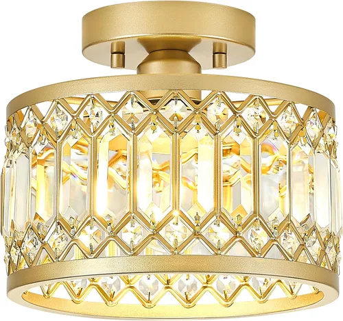 Miniatura 12 de Pevfah Lámpara de techo negra de cristal, moderna lámpara de techo semiempotrada, accesorios de iluminación de pasillo redondo para cocina, entrada