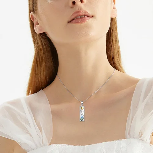 Miniatura 2 de YFN Collar de montaña para mujer, collar de plata de ley, regalo de joyería para esquiadores, excursionistas, campistas, escaladores y amantes