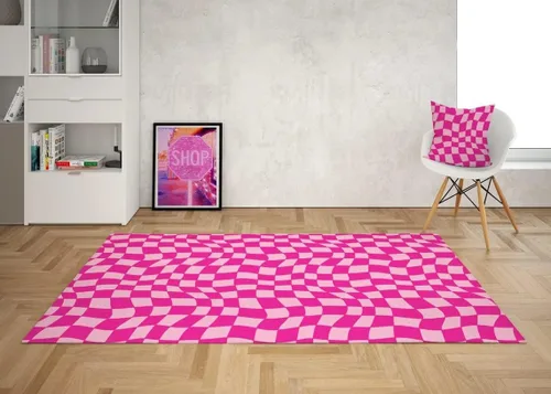 Miniatura 18 de Alfombra ondulada azul única con diseño de cuadros para sala de estar, extra grande, lavable a máquina, alfombra de pasillo de cocina, alfombra