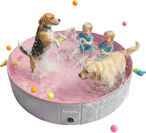 Miniatura 19 de Furrybaby Piscina para perros, piscina infantil plegable de plástico duro para perros grandes, portátil para mascotas, para nadar