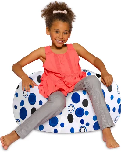 Posh Creations - Sillón puff para niños, adolescentes y adultos, incluye funda extraíble y lavable a máquina, tamaño mediano de 27 pulgadas, lona