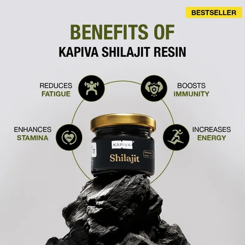 Miniatura 3 de Kapiva Resina Shilajit del Himalaya 100% pura, de alta potencia para hombres y mujeres, 40 porciones de 500 mg 80+ minerales traza, hasta un 70%