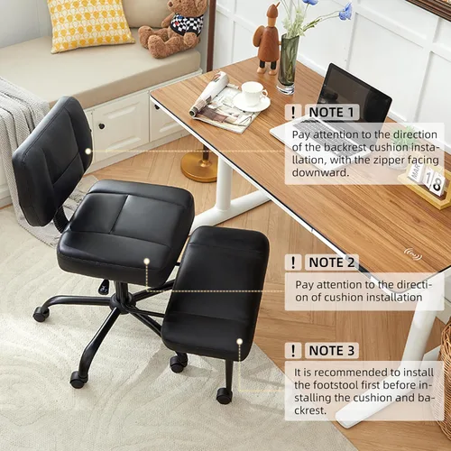 Miniatura 8 de Silla de oficina con patas cruzadas con ruedas, silla giratoria de meditación para TDAH, silla de escritorio ergonómica con patas cruzadas