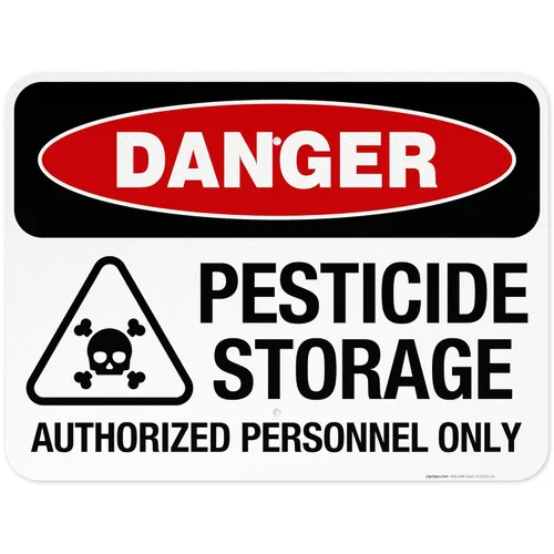 Miniatura 10 de Danger - Cartel autorizado de almacenamiento de pesticidas, 10 x 7 pulgadas, calcomanías de vinilo de 4 mil resistentes a la intemperie, fabricadas