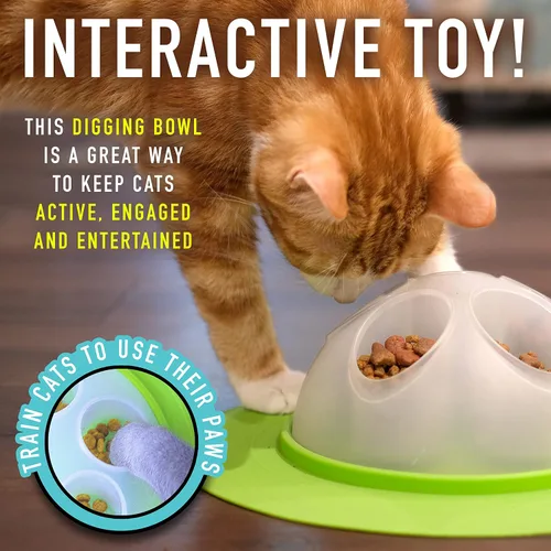 Miniatura 3 de Franklin Pet Supply Co. - Cuenco interactivo para excavación lenta para gatos, cuenco de juguete para golosinas + alimentos, comedero rascador