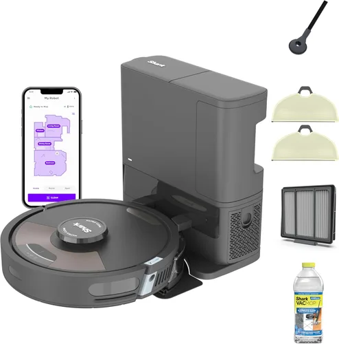 Shark Matrix Plus Robot Aspiradora y Trapeadora 2 en 1 con Trapeado Sónico, Matrix Clean, Mapeo del Hogar, Base de Vaciado Automático HEPA sin