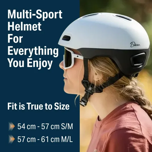 Miniatura 2 de Bikeroo Adult Multi Sport Bike Helmet with Rear Safety Light, Adjustable Head Protection All Purpose Cycling Safety Gear for Men & Women