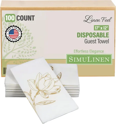 Miniatura 23 de SimuLinen Toallas de mano desechables de jardín azul con flores para baño, toallas para invitados de un solo uso con tacto de lino, papel de seda
