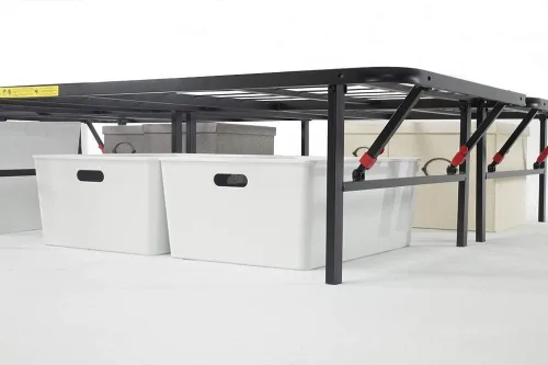 Miniatura 9 de Amazon Basics Base de cama con almacenamiento, plataforma de metal plegable, acero resistente, no necesita somier, 14 pulgadas de alto, instalación