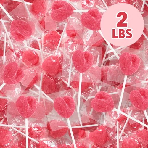 Miniatura 3 de Yumzo Paletas en forma de corazón, paquete de 2 libras de caramelos para el día del padre envueltos individualmente, chupones a granel ideales