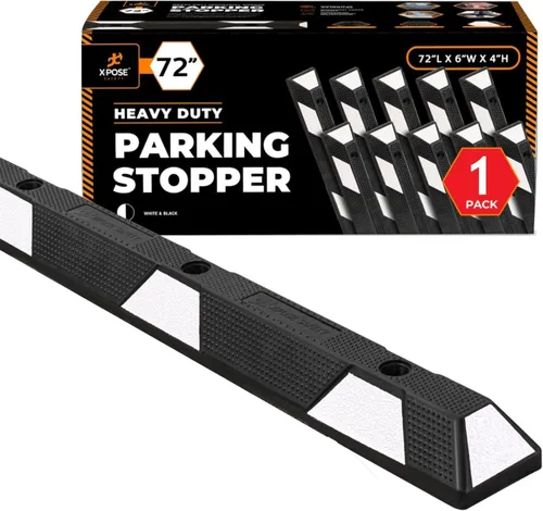 Miniatura 44 de Xpose Safety Tope de goma resistente de 22 pulgadas para estacionamiento, paquete de 2 bloques de ruedas para garaje, entrada o rampa, tope