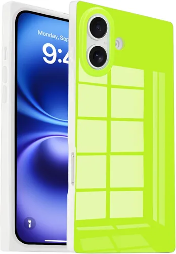Miniatura 31 de Funda rectangular compatible con iPhone 15 Neon para mujer, diseño de lujo de fluorescencia brillante, flexible, suave, delgada, de gel de goma TPU