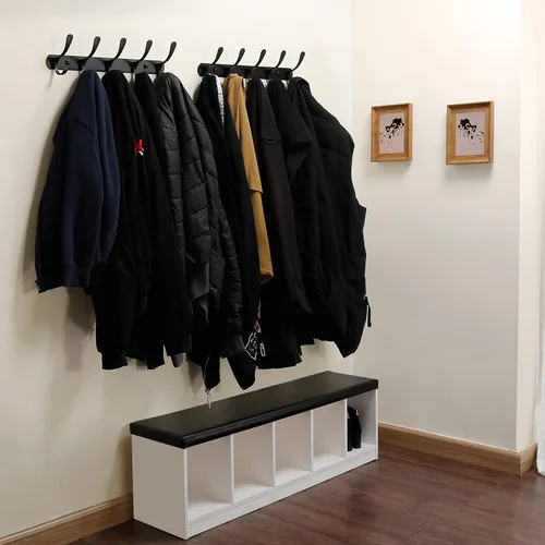 Miniatura 2 de SKOLOO Perchero de pared moderno, perchero de pared de metal con 5 ganchos, resistente riel de pared para colgar abrigos, chaquetas, ropa, Negro
