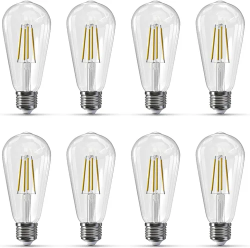 Miniatura 20 de Jensense Bombillas LED Edison E26, 60 vatios equivalentes, bombillas regulables, 2300 K, luz blanca cálida (cristal ámbar), estilo vintage