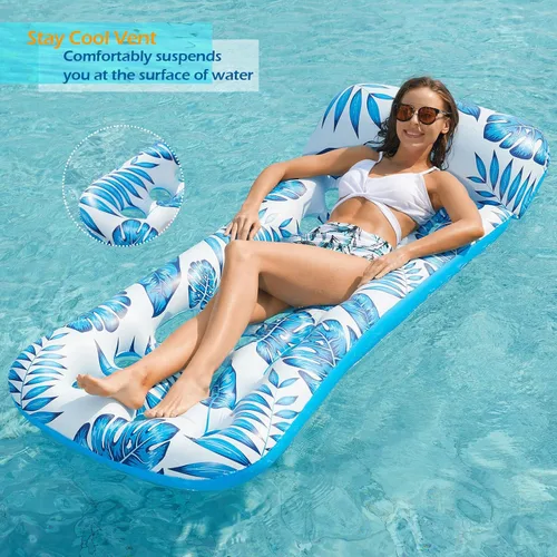 Miniatura 3 de Jasonwell Flotador inflable para piscina, flotadores, balsas para adultos, tumbona flotante, bronceador solar, flotadores de agua fría, natación