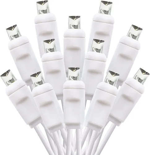 Mini cadena de luces LED de 50 pies, 100 luces LED de color blanco frío con certificación UL de 0.197 in de gran angular para exteriores, luces