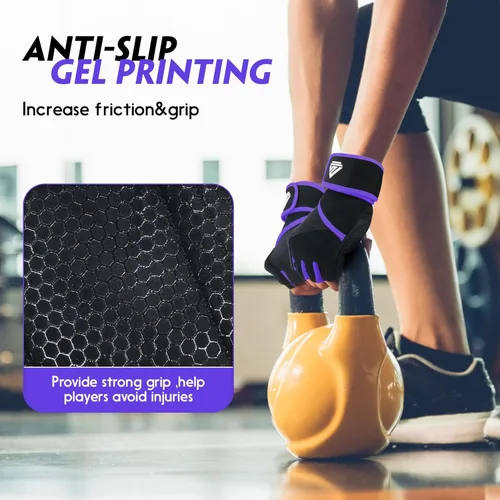 Miniatura 3 de Guantes de Entrenamiento Guantes de Gimnasio Guantes de Levantamiento de Pesas para Hombres y Mujeres con Almohadilla Completa en la Palma, Soporte