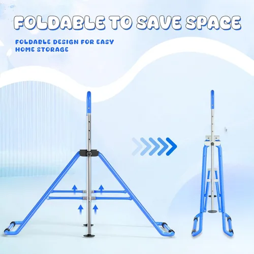 Miniatura 4 de Safly Fun Foldable Gymnastics Bar for Kids, Adjustable 35"-51", Sturdy 145 lbs Capacity, Easy-to-Assemble, Gymnastics Equipment for Kids for Azul