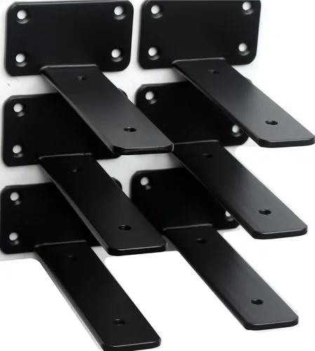 Miniatura 48 de Paquete de 2 - Soportes de estante en L ocultos negros de 4 pulgadas (1/5 pulgada de grosor) Soportes de estante flotante de hierro Soportes
