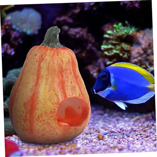 Miniatura 7 de Decoración de acuario de calabaza de resina, decoración de acuario de Halloween, forma de calabaza, cueva, pecera, seguro, agujero oculto, cosecha