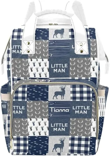 Miniatura 9 de XOZOTY Antler Man Woodland - Bolsas de pañales de camuflaje con nombre impermeable para mamá, mochila de lactancia, bolsas de bebé, regalos