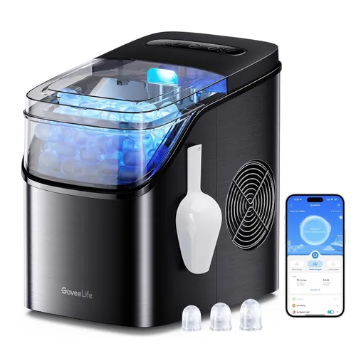GoveeLife - Máquina inteligente para hacer hielo de encimera, máquina portátil para hacer hielo con control de voz, 9 cubos de hielo en 6 minutos, 3
