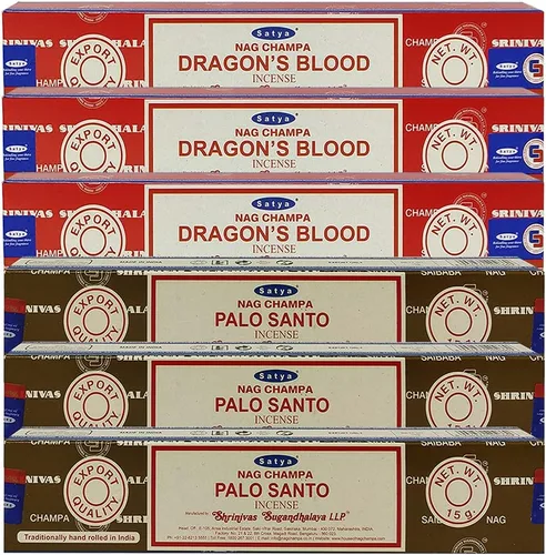 Miniatura 2 de Varillas de incienso de Sangre de Dragón y Palo Santo con soporte, paquete de variedad de la marca House of Nag Champa y Trumiri