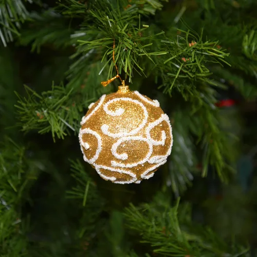 Miniatura 3 de Allgala Paquete de 12 bolas de adorno para árbol de Navidad de 3 pulgadas, bolas de espuma decoradas con purpurina, bolas de Navidad grandes, oro