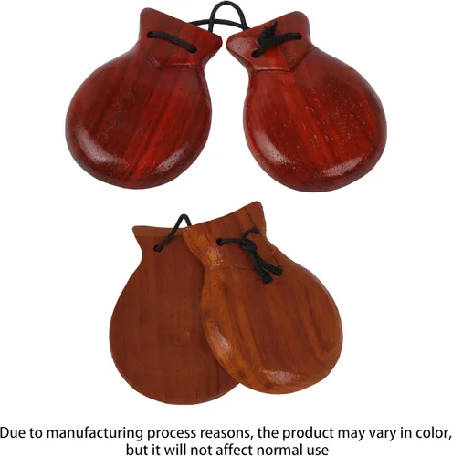 Miniatura 6 de Castañuelas españolas de caoba profesional, castañuelas de percusión de madera de percusión, instrumento musical para musical, 2.244 in x 3.071 in