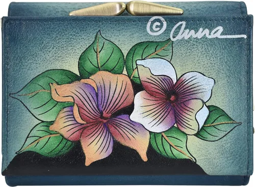 Miniatura 27 de Anna by Anuschka Cartera de tres pliegues pintada a mano para mujer de cuero
