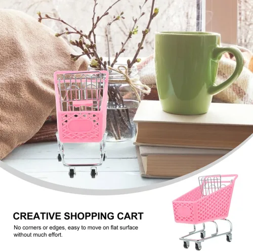 Miniatura 5 de DOITOOL - Carrito de compras mini de color aleatorio de 14 cm de altura, de hierro forjado, para almacenamiento de muñecas, suministros