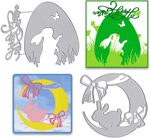 Miniatura 6 de Estivaux Huevos de Pascua troquelados de árbol para hacer tarjetas, conejito de Pascua, conejos de corte, juegos de troqueles de árbol, pájaros