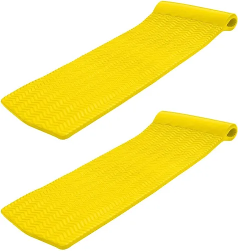 TRC Recreation Serenity - Juego de 2 tumbonas flotantes de espuma de 1.5 pulgadas de grosor, amarillo con reposacabezas para descansar y tomar el