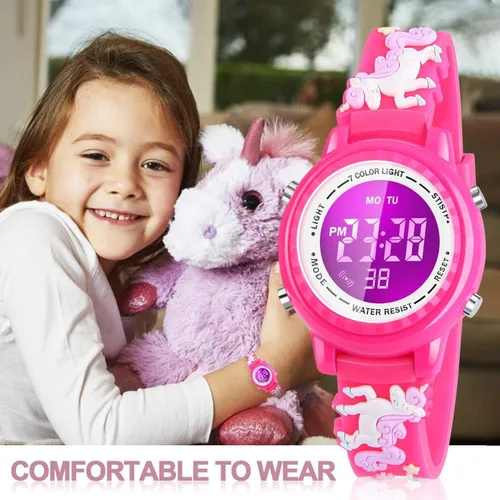 Miniatura 60 de Relojes LED impermeables para niños con alarma, juguetes para niños, regalos para niñas de 3 a 10 años
