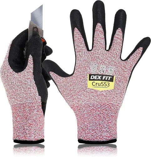 Miniatura 27 de DEX FIT Guantes resistentes a cortes nivel 5 Cru553, ajuste elástico cómodo 3D, agarre de potencia, grado profesional, delgados, compatibles